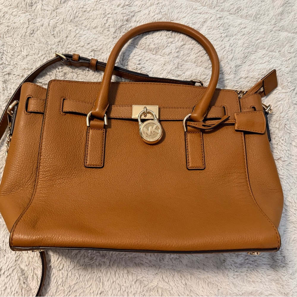 Michael Kors Hamilton Medium Leather Satchel | Luggage | Gold Hardware